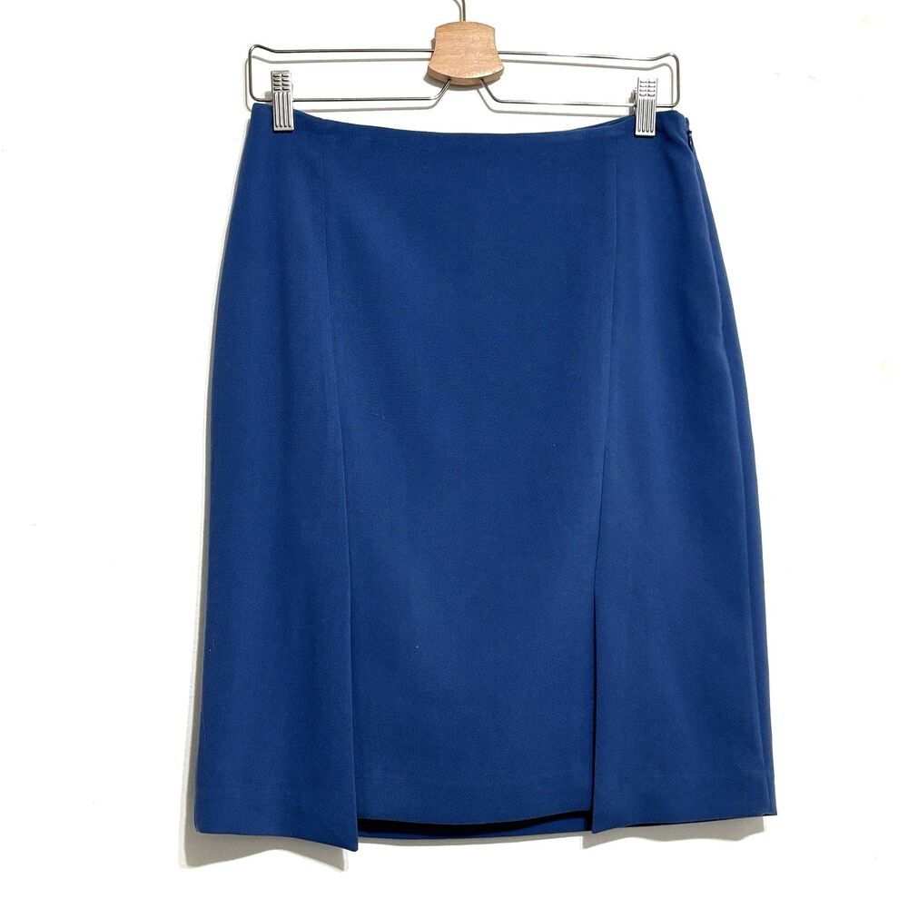 White House Black Market Royal Blue Pencil Skirt Sz 6 Front Dbl Slits